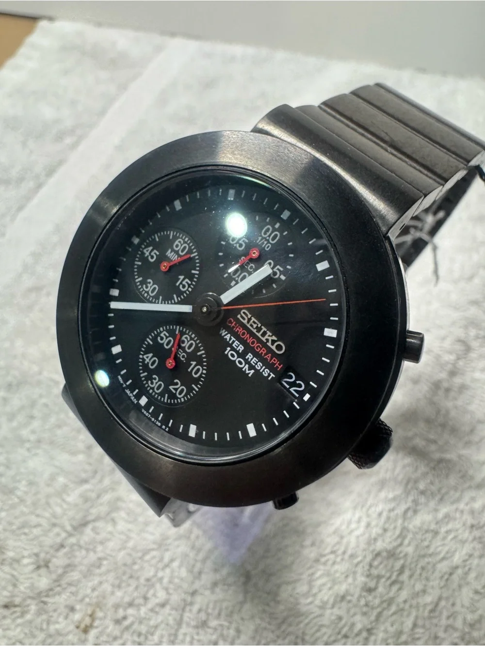Seiko Black and Red Chronograph Watch